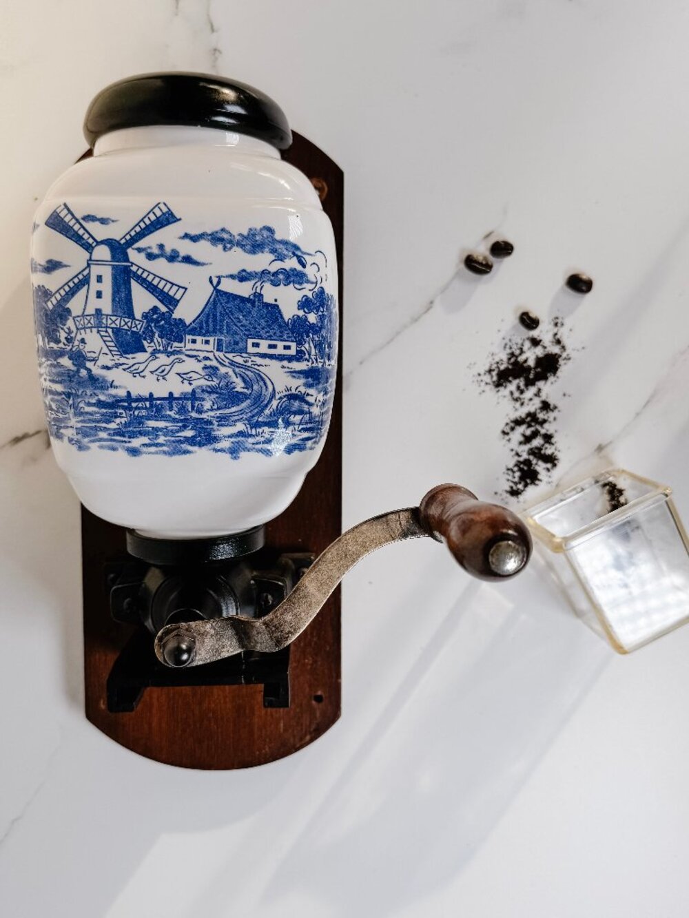 Vintage Dutch Coffee Grinder Delft Blue Wall Mount Coffee Mill